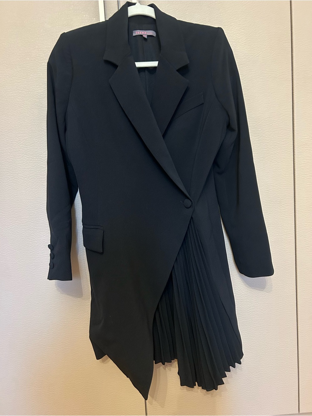 Issue New York Black Asymmetric Pleated Blazer Jacket